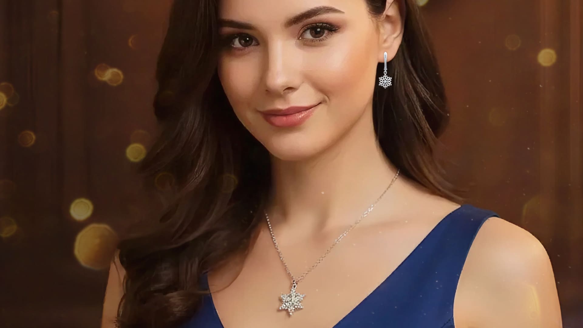 Серьги и колье из серебра с фианитами